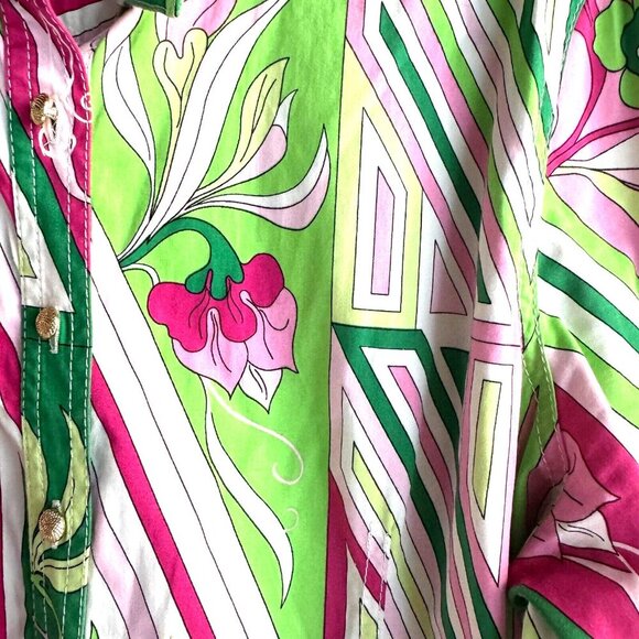 Talbots Colourful Green Pink Shirt Midi Dress 18 - Picture 8 of 11